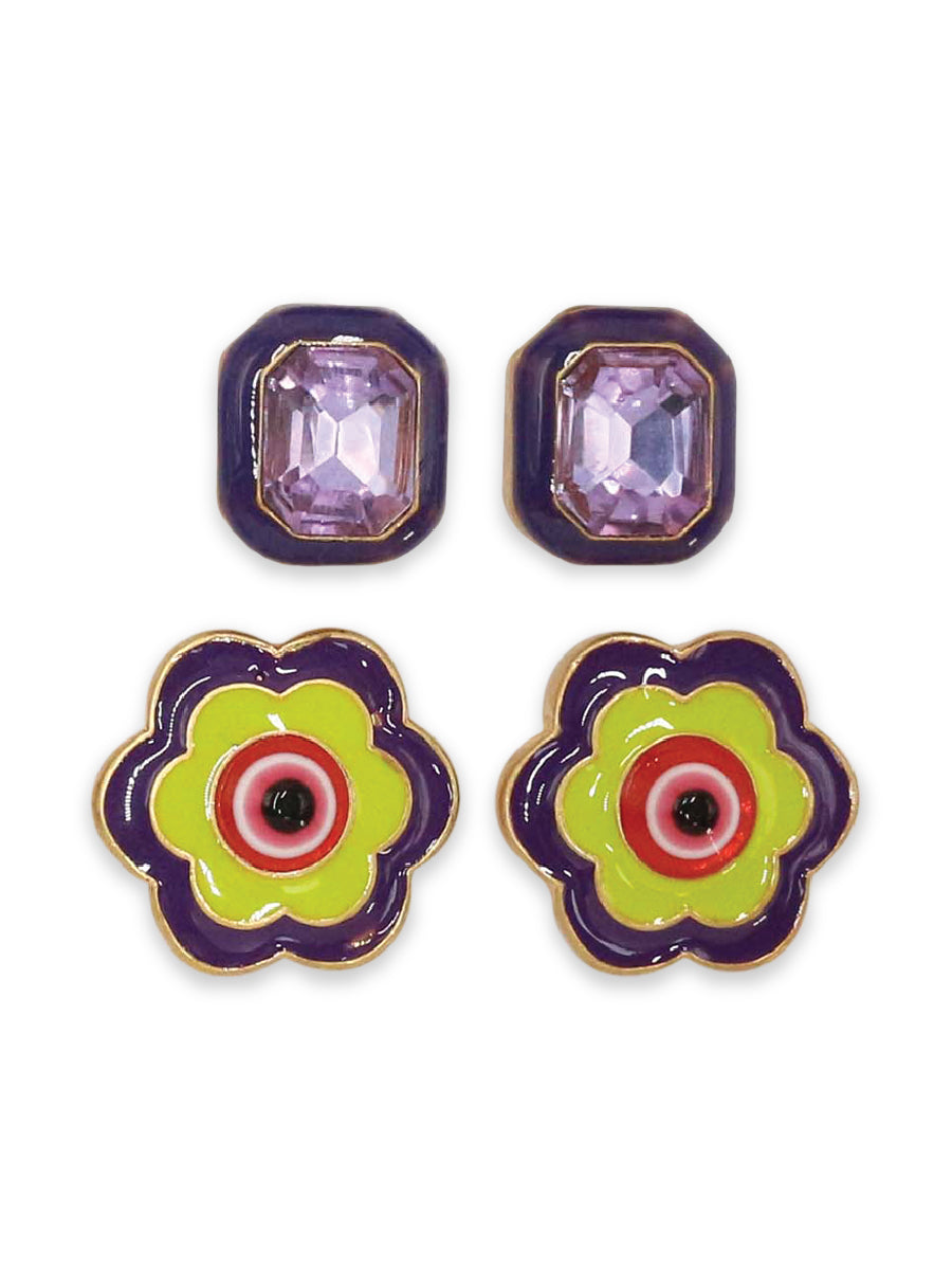 Evil Eye 2 Pack Earring Set